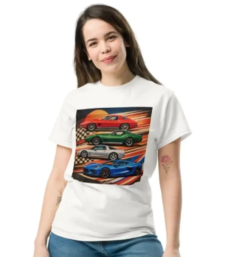 Corvette Generations Graphic T-Shirt – Classic to Modern Vette Art Tee