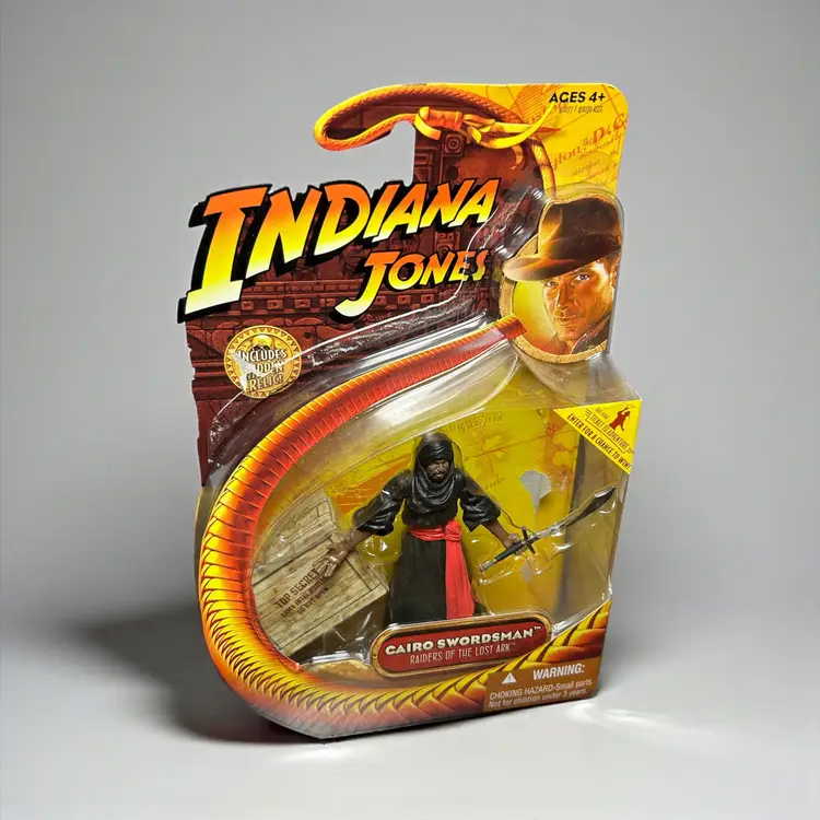 Indiana Jones Raiders Of The Lost Ark  Action Figure Cairo Swordsman 2008 Package has some damage.