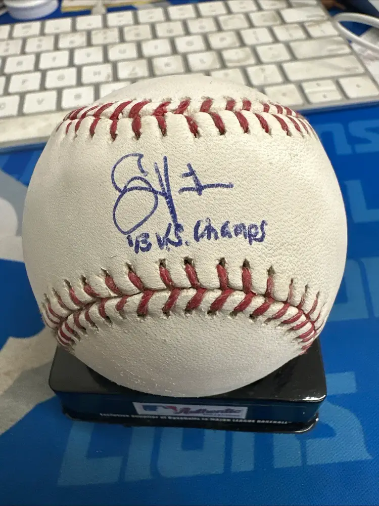Shane Victorino signed OML Baseball with 13 WSC JSA