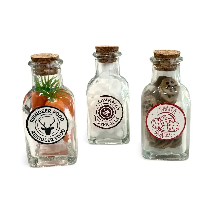 3 Corked Glass Jars Filled With Holiday Spirit