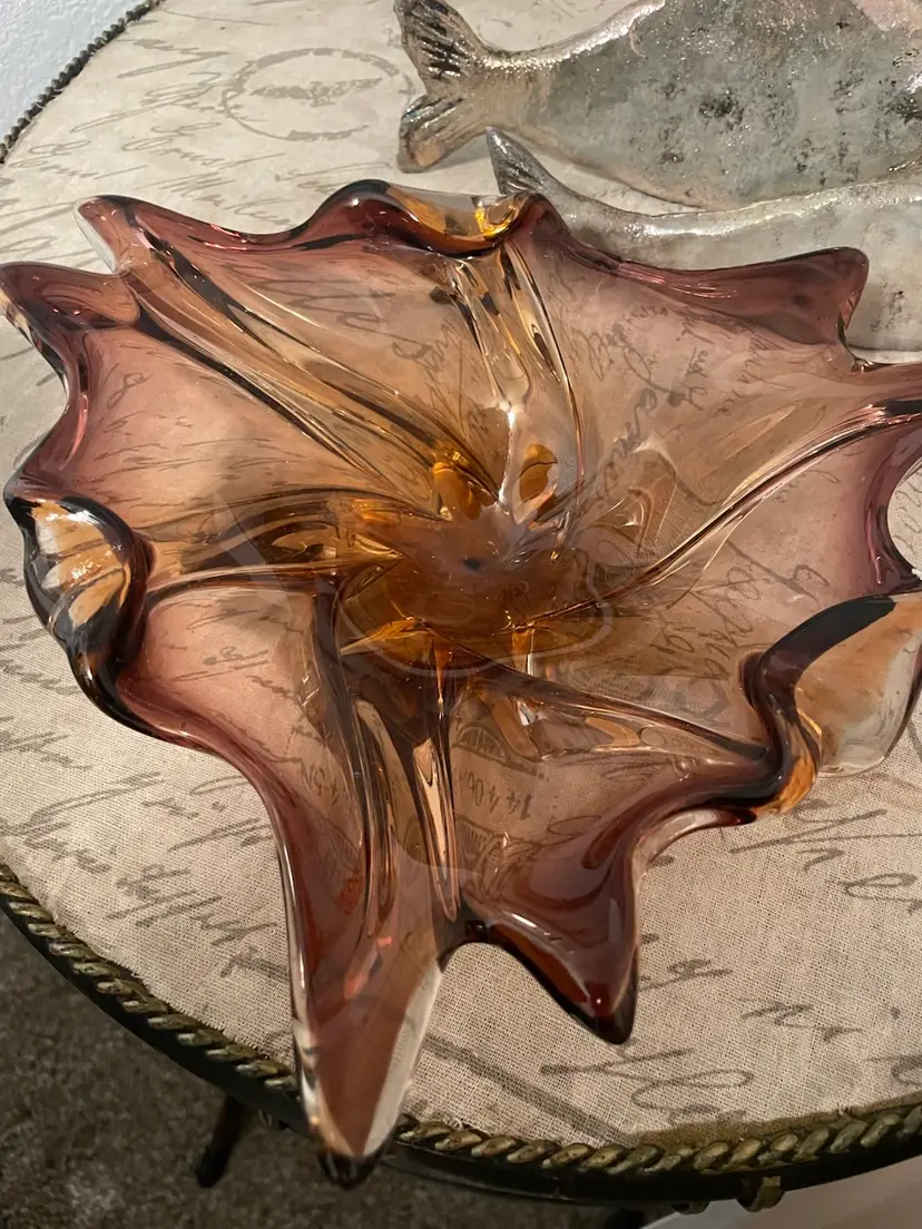 Large Hand Blown Art Glass Sommerso Cartoccio Design