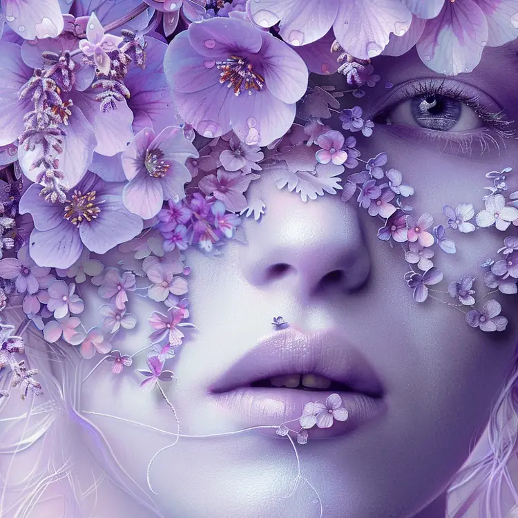 Lavender Lady With Flowers By Kevin George - 8” X 8” Canvas Print