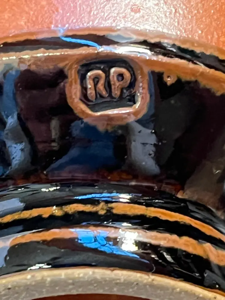 Studio RP Pottery Orange Browish Black