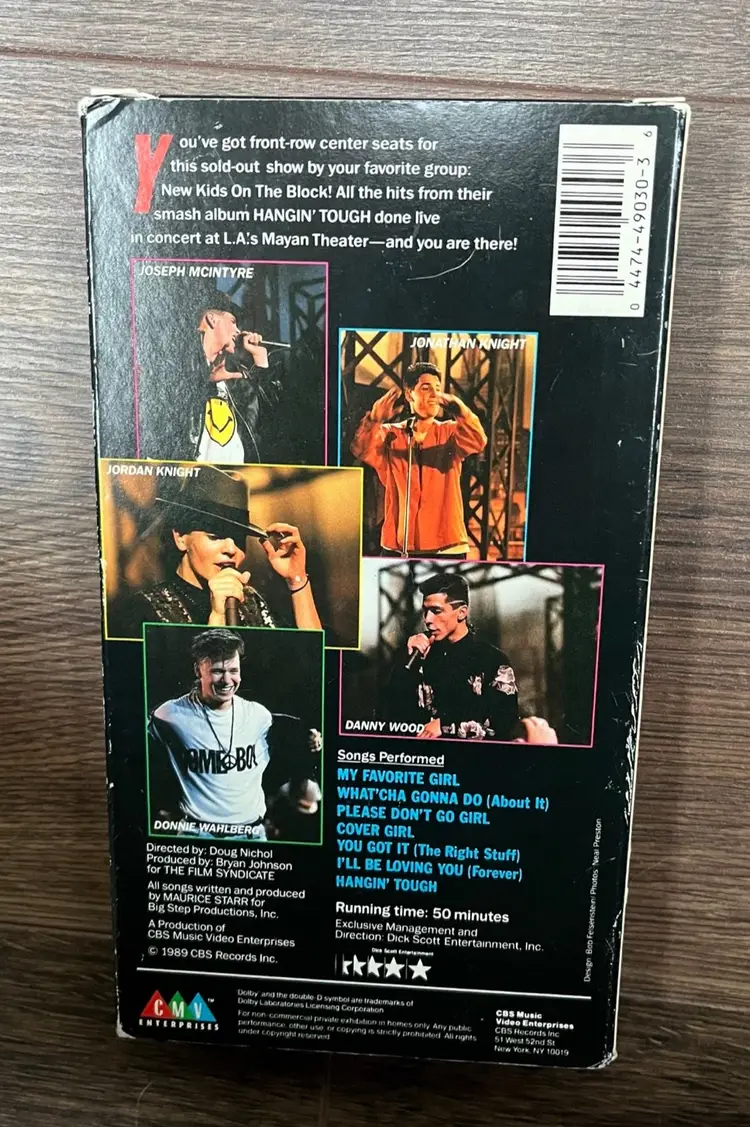Vintage New Kids on the Block Hangin Tough Live VHS VCR tape 1989 80s boy band