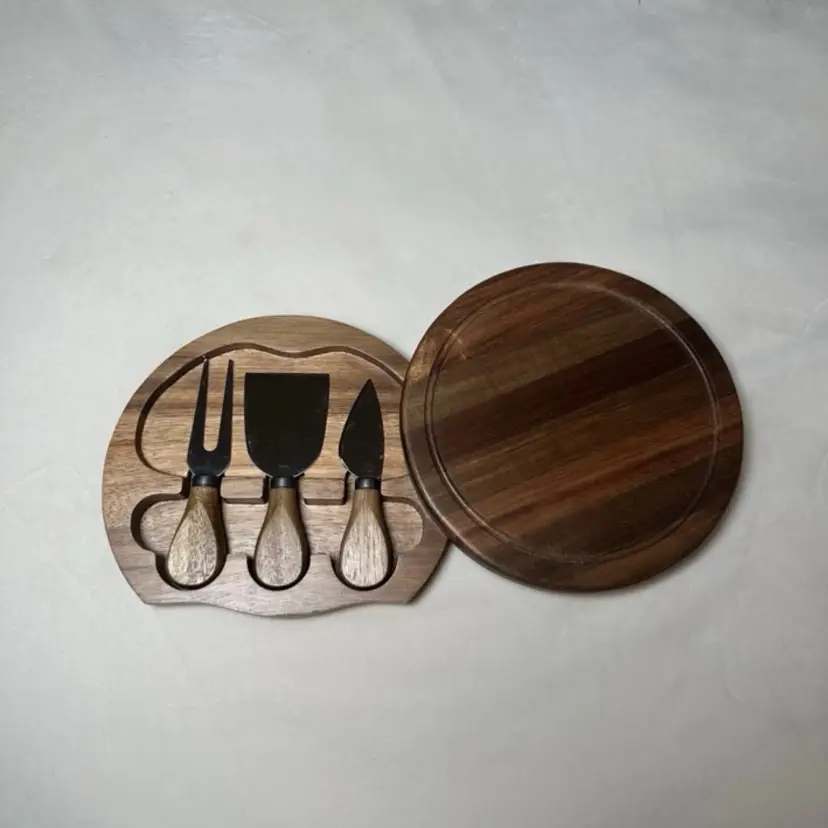 Toscana Beauty & The Beast Acacia Wood Brie Cheese Cutting Board & Tools Set