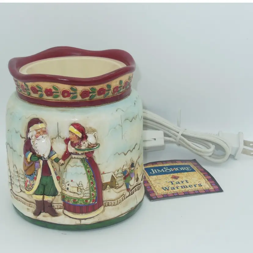 Jim Shore Crazy Mountain Electric Candle Tart Wax Warmer Mr. & Mrs. Santa.  Christmas