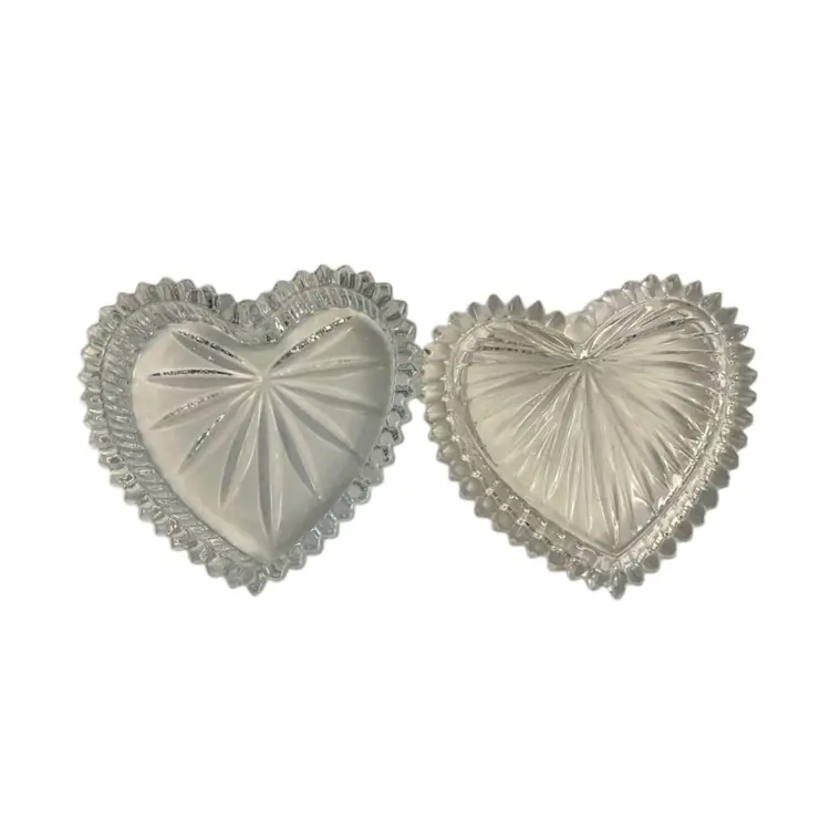 Mini Clear Glass Heart Shaped Trinket Box 2 7/8”x 2 1/2”x 1”