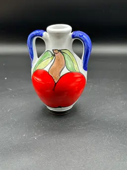 VINTAGE NINO PARRUCCA PALERMO SICILY ART POTTERY VASE Signed 5.5"