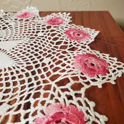 Pinwheel Pink and White Crochet Doily