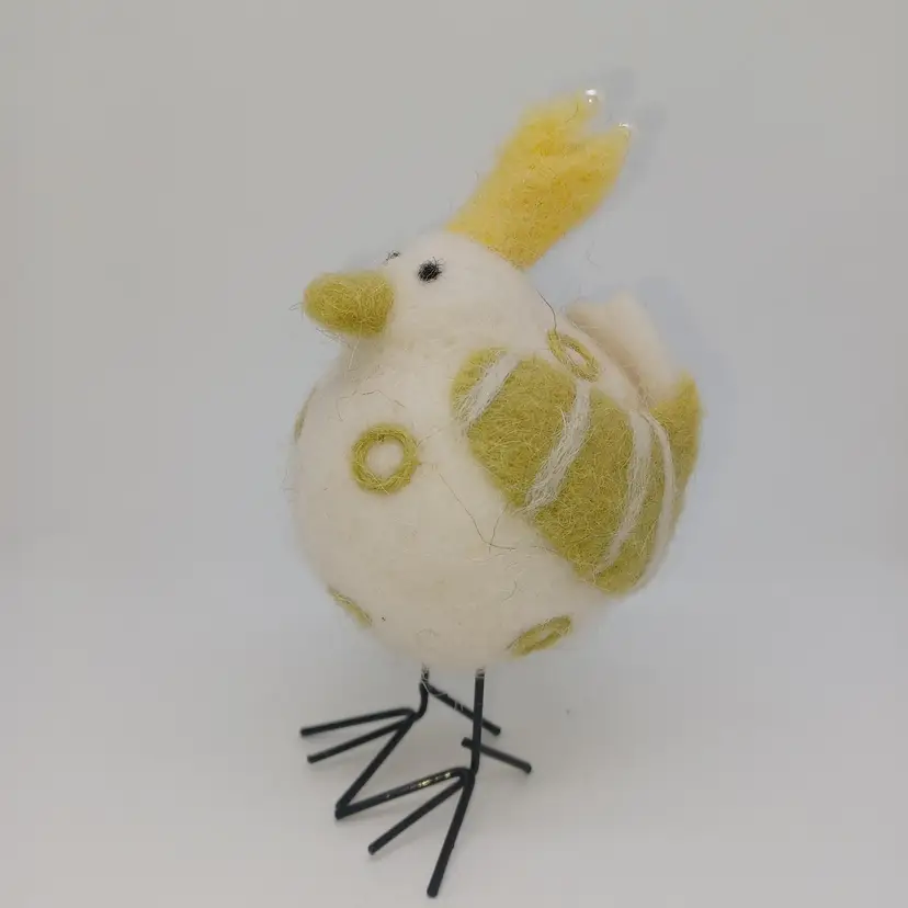 FELTED WOOL CHICK EASTER FIGURINE STATUE ART HOME DECOR 5" CHICKEN FARM COUNTRY