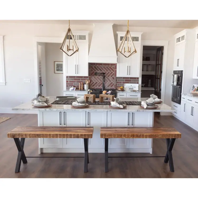 Counter Height Bench with "X" Metal Legs