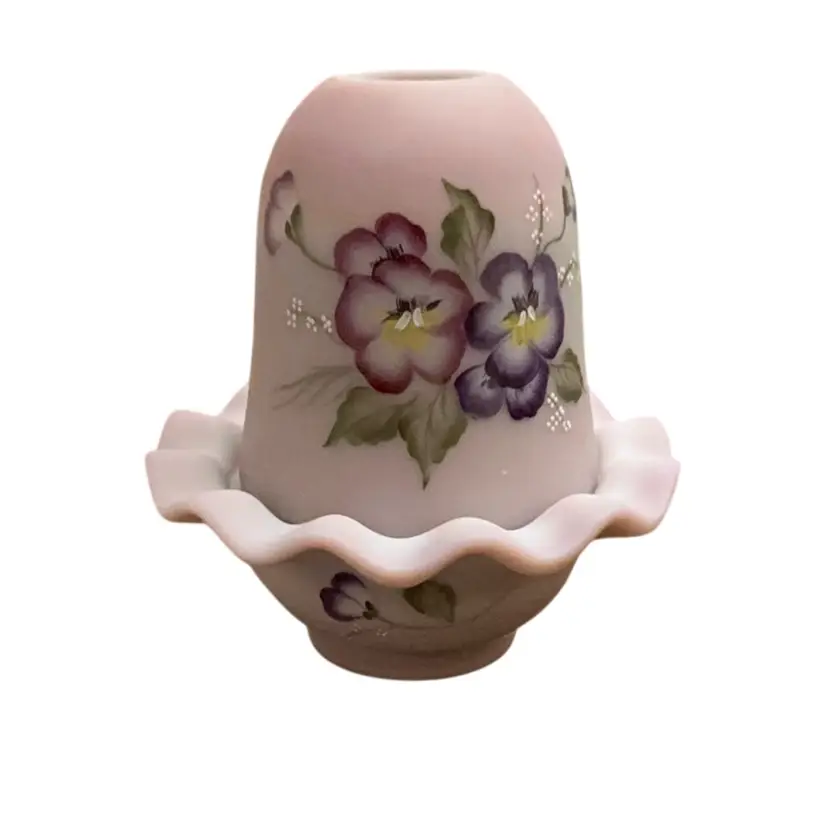 Fenton 2-piece Blue Burmese Satin Fairy Light HP By Linda Emerson for NFGS 2005