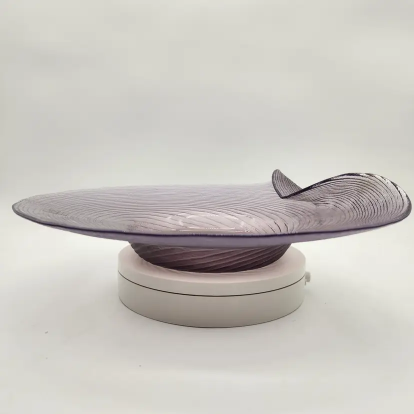 Laslo for Mikasa Swirl Glass Bowl Regal Amethyst Filigrana Art Glass Centerpiece
