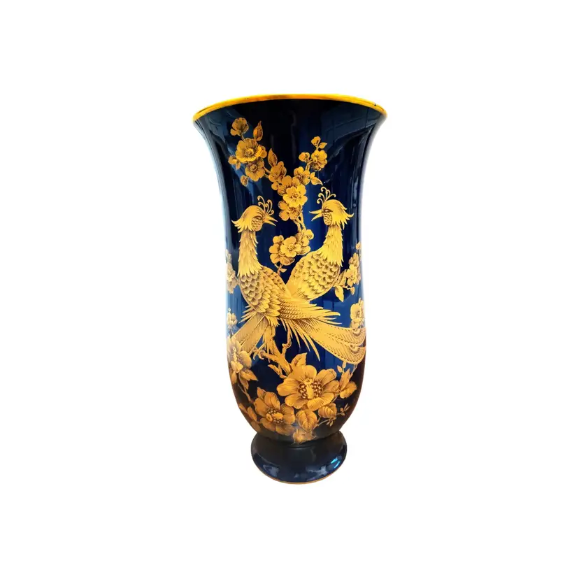 German Kaiser Symphonie Designer Nossek Gold Birds Cobalt Blue 9"