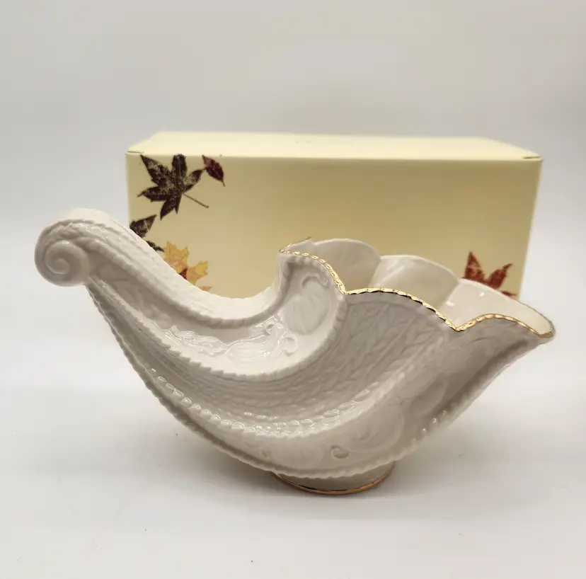Lenox Fruits Of Life Cornucopia Ivory With 24K Gold Trim Thanksgiving Fall Decor