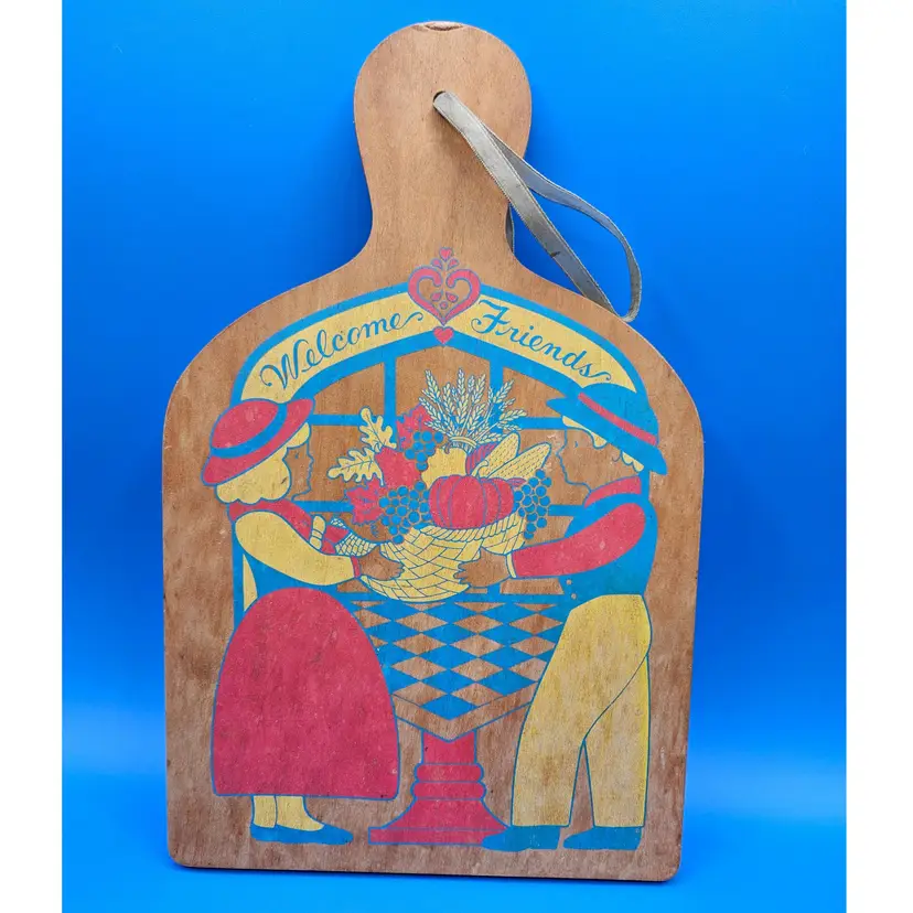 Welcome Friends 12" X 7.5" Wooden Wall Plaque W/Girl & Boy