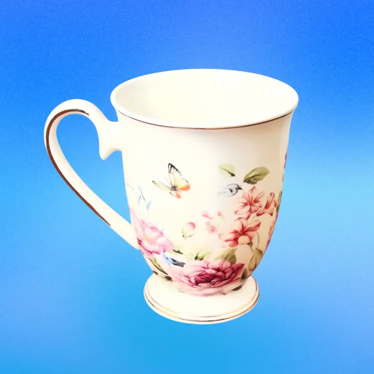 Porcelain Tea Cup 
Flowers And Butterfly G
Grace Teaware