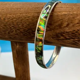 Abalone Bangle Bracelet Marked 316L 8 mm 8”