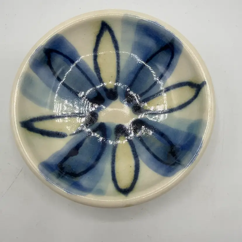 Water Color Flower Pottery Creative Works Trinket Dish