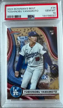 Yoshinobu Yamamoto 2024 Bowman's Best RC #34 PSA 10