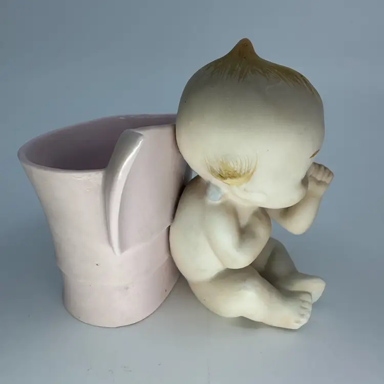 Vintage 1960’s Lefton Matte Bisque Kewpie Pink Planter #KW275 Japan