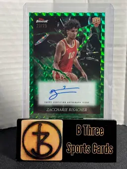 ZACCHARIE RISACHER 2024 Topps Finest Green Geometric Auto RC /75 Hawks A1158