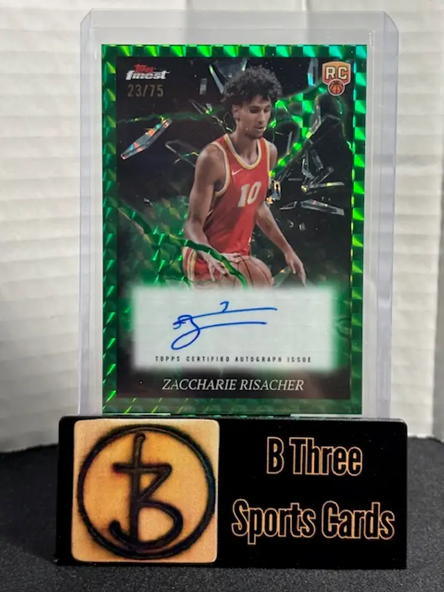 ZACCHARIE RISACHER 2024 Topps Finest Green Geometric Auto RC /75 Hawks A1158