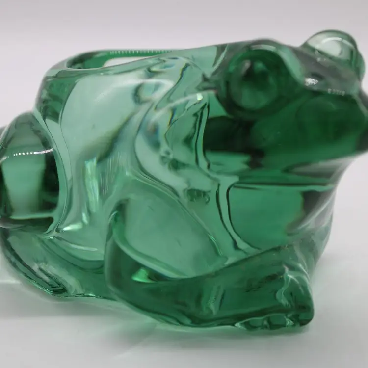 Vintage Indiana Glass Co. Spanish Green Glass Frog Votive Candle or Succulent Holder Paperweight
