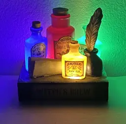 LED LIGHT UP WITCH'S BREW POTION BOTTLES, TABLE DECOR