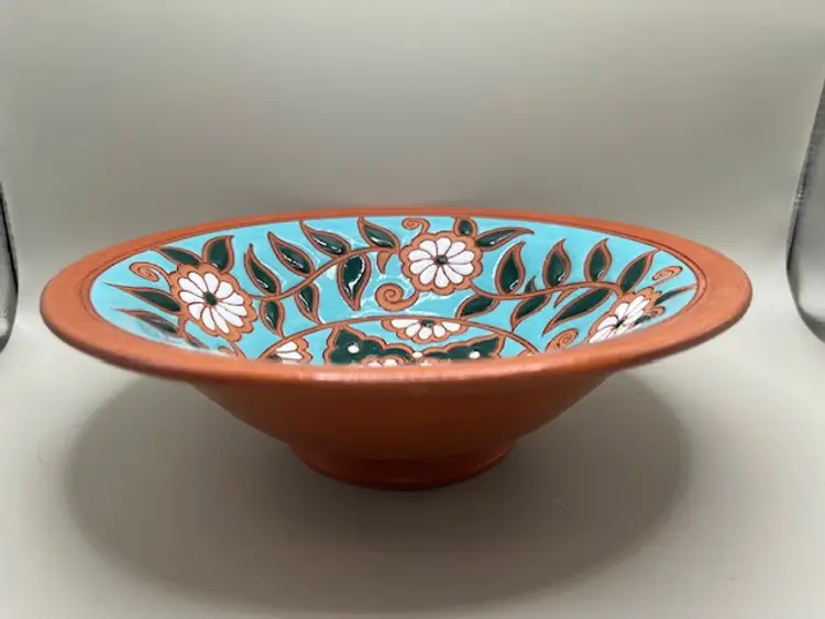 Savas Rhodes Signed and Hand Painted Terra Cotta Trinket Bowl