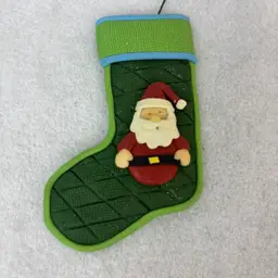 Santa - Handmade Polymer Clay Stocking Ornament