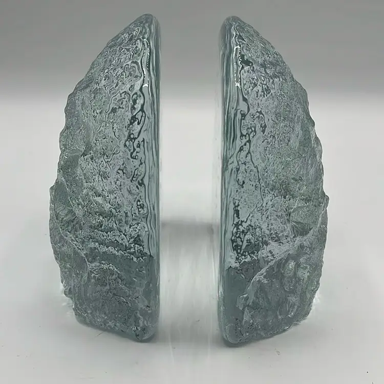 Blenko #741 Pair Glacier Heavy Glass Bookends