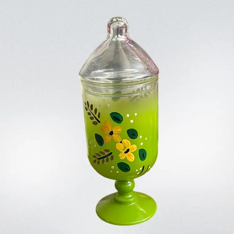 P- Hand Painted apothecary jar