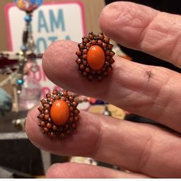 Orange fall colored pierced earrings
