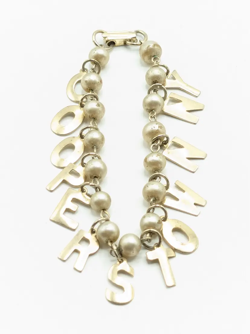 Vintage Cooperstown NY Souvenir Bracelet Beads Gold Tone