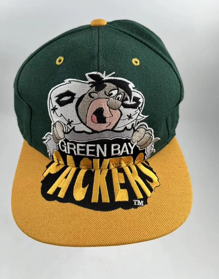 Vintage Green Bay Packers Snapback Hat Cap Team NFL 90s VTG Flintstone Rare!