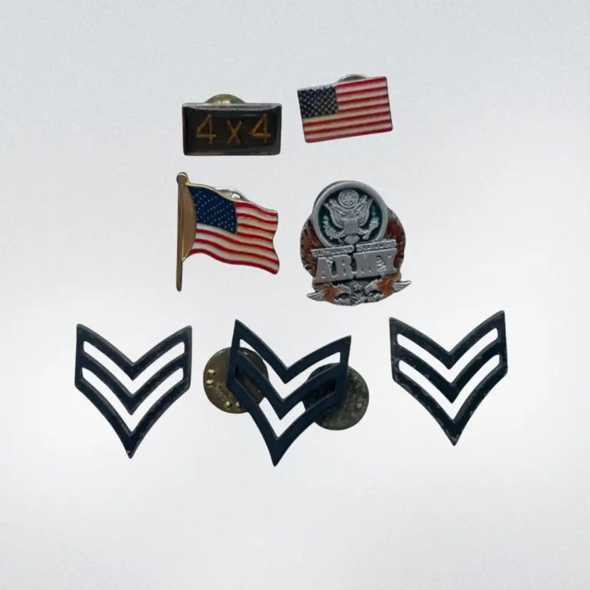 RWB - Vintage U.S. Military Sergeant Chevron Pins & Other Misc Pins