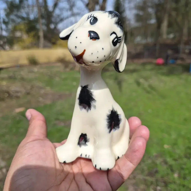 VTG Sweet Black And White Dog With Long Lashes