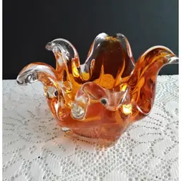 Heavy Orange Art Glass Bowl/Candy Dish