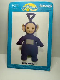 TELETUBBIES TINKY WINKY Doll sewing Pattern, Uncut/FF, New Condition VTG 1999 Butterick 5976