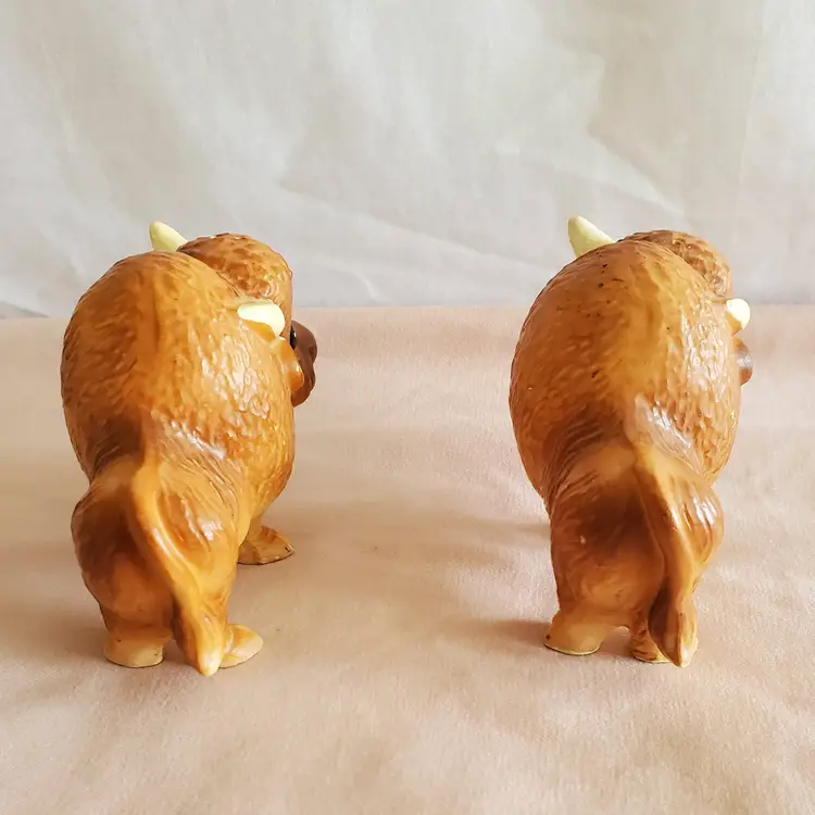 Anthromorphic Buffalo/Bison Salt & Pepper Shakers ~ Kitschy