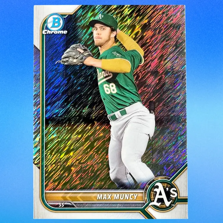 Max Muncy Shimmer Refractor - 2022 Bowman Bowman Chrome Prospect - BCP-222 - Oakland Athletics