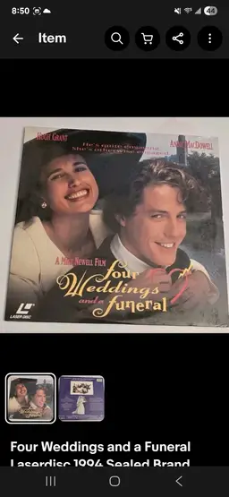 Four Wedding and a Funeral Laser disc Sealed Brand New