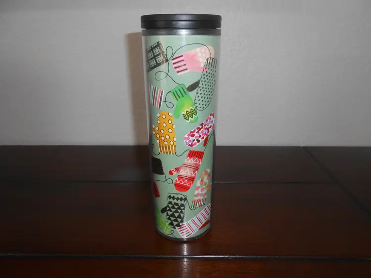 Travel Tumbler Cup With Lid 16oz Starbucks Winter Mittens Theme