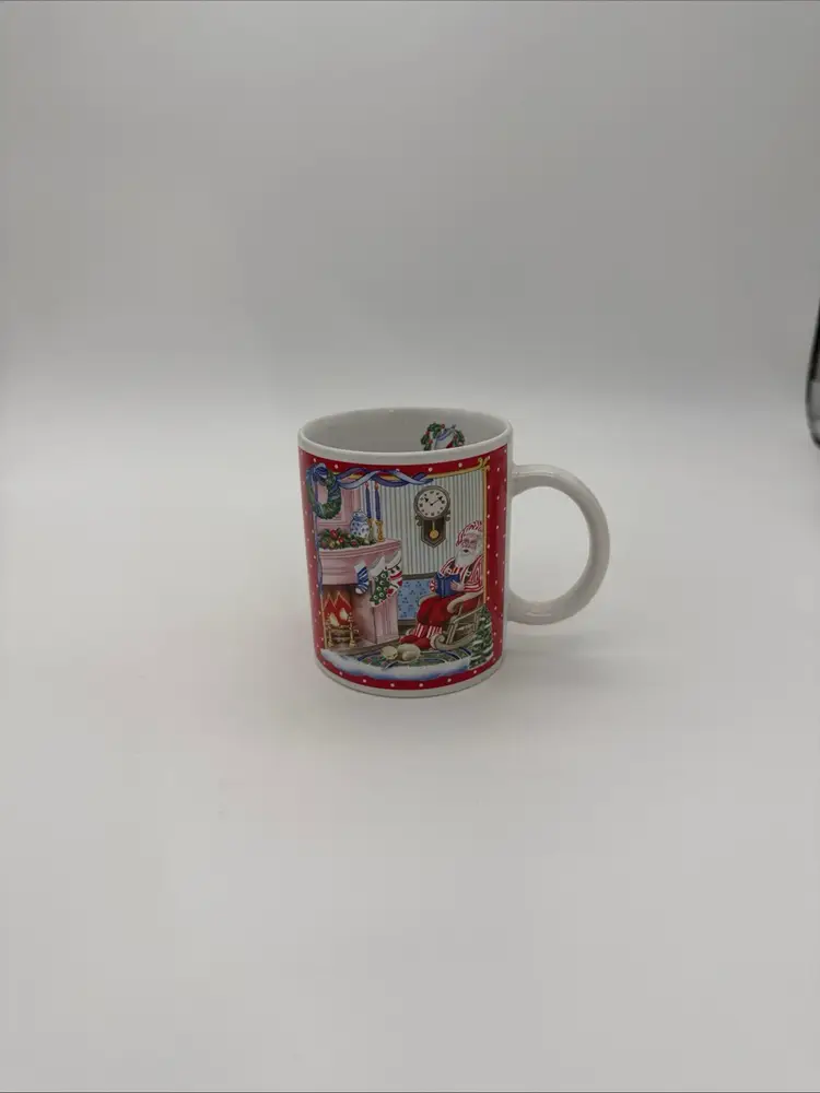 Breckenridge Santa Reading By Fireplace Christmas Holiday Coffee Mug 12oz