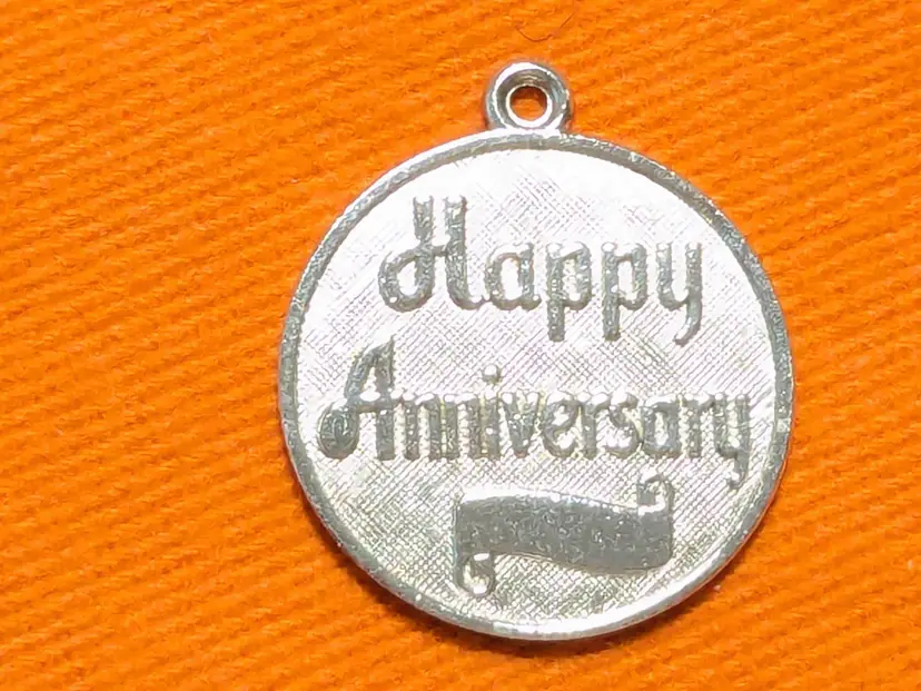 Vintage Sterling Silver Happy Anniversary Disc Charm