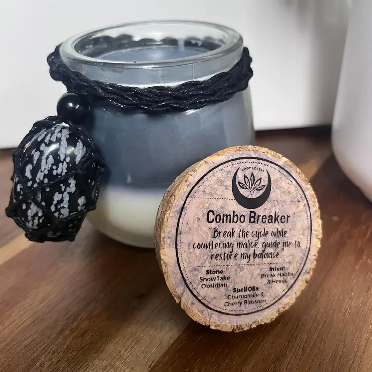 Spell Candle “Combo Breaker” - Break Habits/Reverse Hex Intent - Pear, Agave, Cherry Blossom Scent - Blessed w/ Spell Oils - 30 Hrs.
