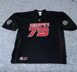 ESPN Official Equipment 79 Black Football Jersey NFL NBA MLB SZ XL VTG EUC