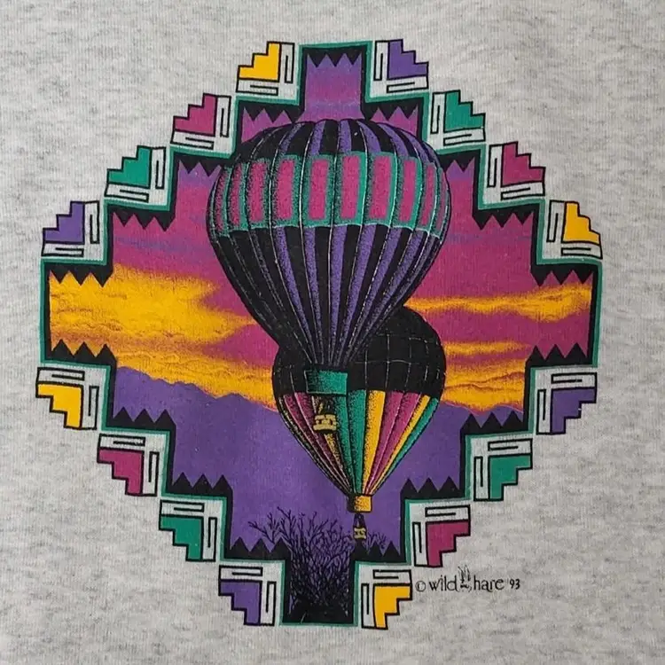 1993 Colorado Air Ballon Sweatshirt Wild Hare Sweater Hoodie Vtg Pockets Cuffed