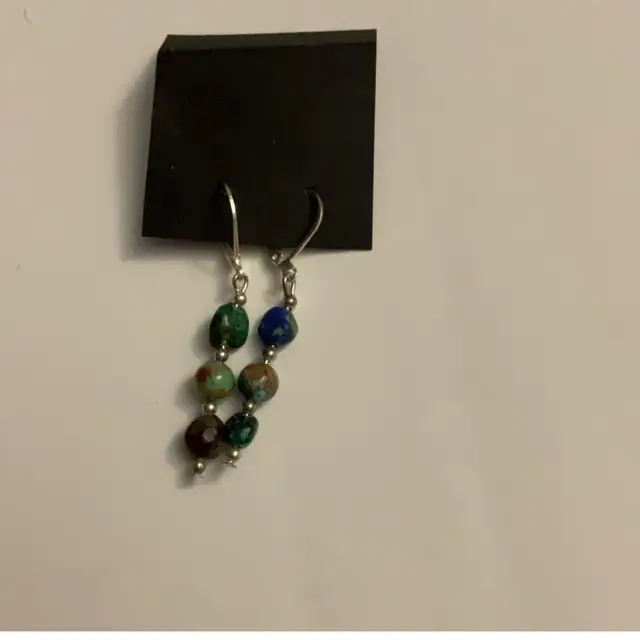 Chrysocolla Bead Earrings Made By Me